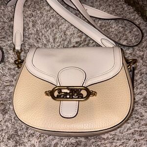 Coach Cream and Tan Crossbody Bag